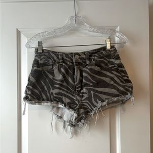 Fun Distressed Brown Zebra Print Shorts